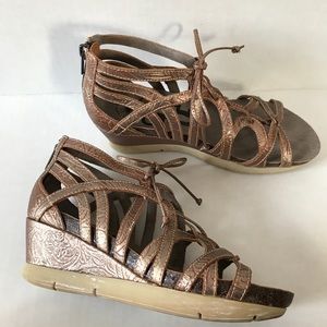 OTBT Light Pewter Nomadic gladiator wedge sandals